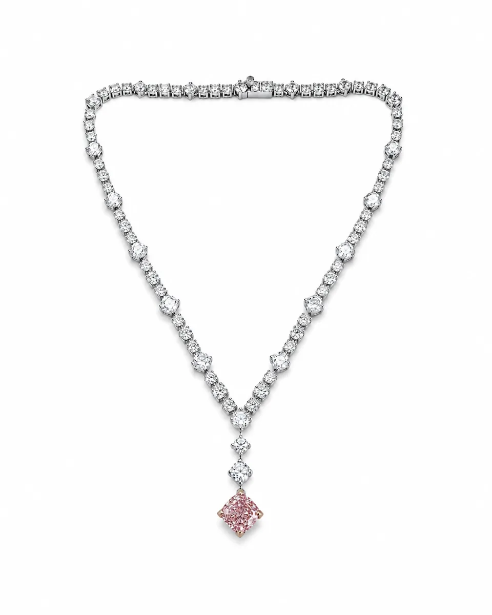 Pink Cushion Necklace