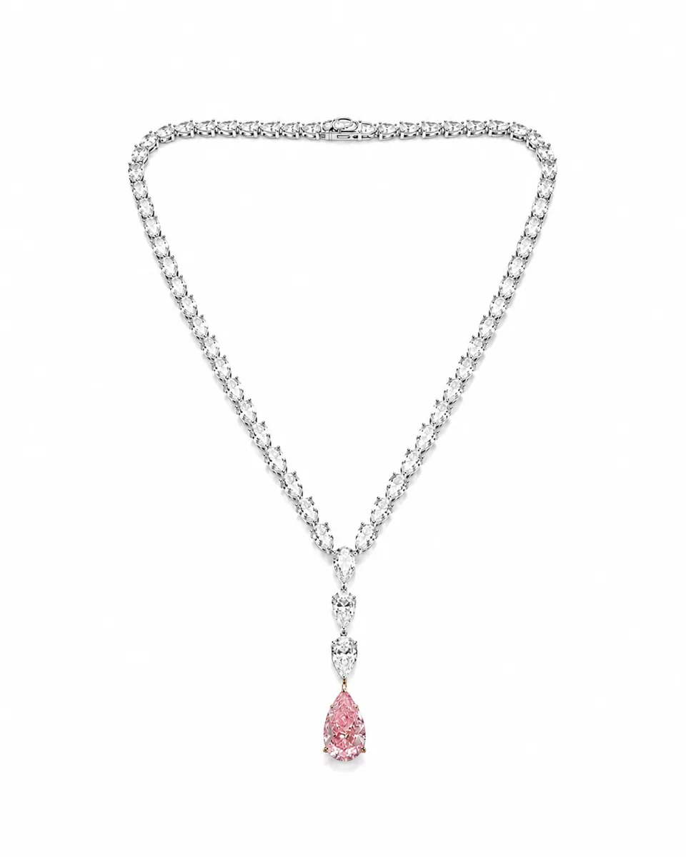 Pink Pear Necklace