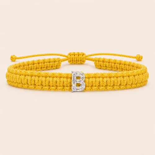 B-Cut Single Lab Grown Diamond in Yellow Thread Bracelet