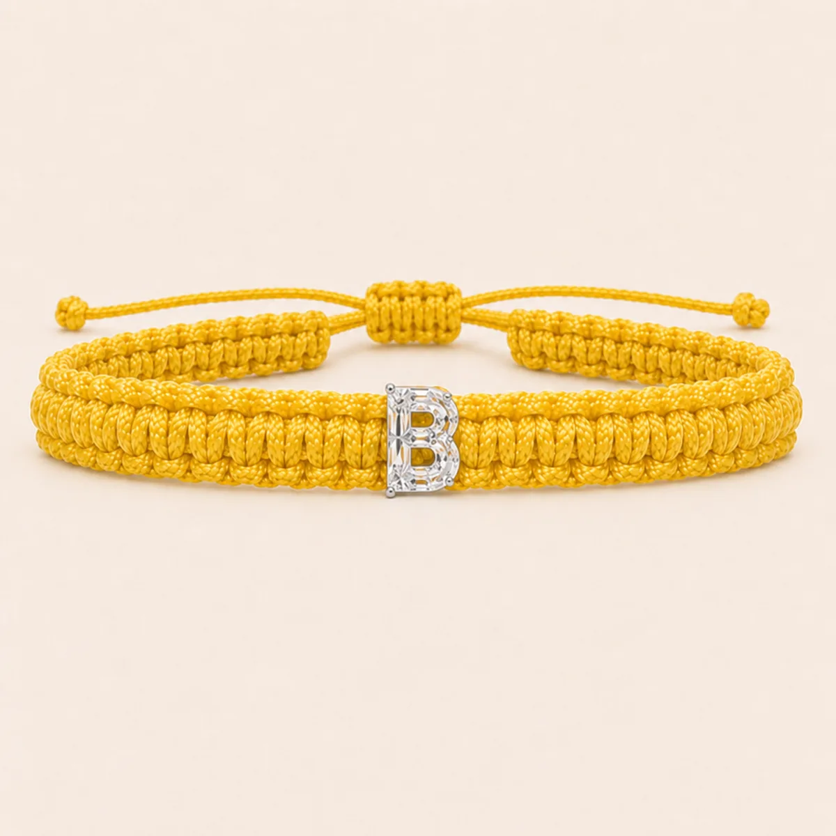 B-Cut Single Lab Grown Diamond in Yellow Thread Bracelet