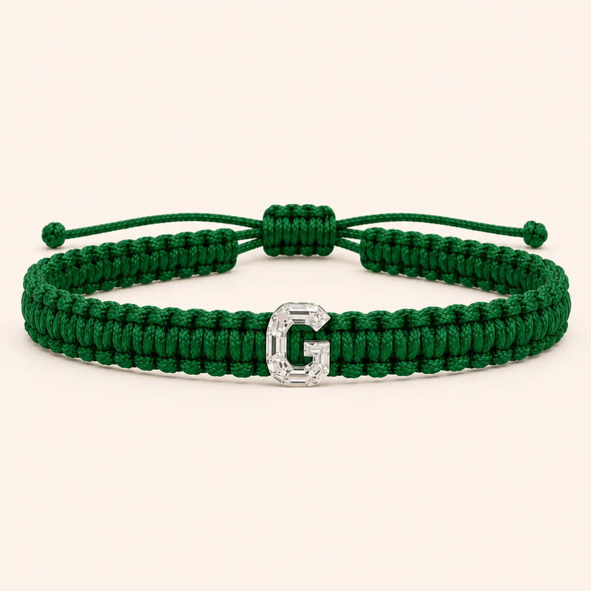 G-Cut Single Lab Grown Diamond in Green Thread Bracelet