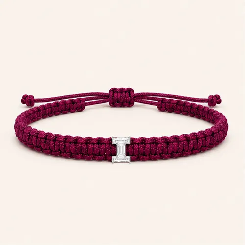 I-Cut Single Lab Grown Diamond in Fuschia Thread Bracelet
