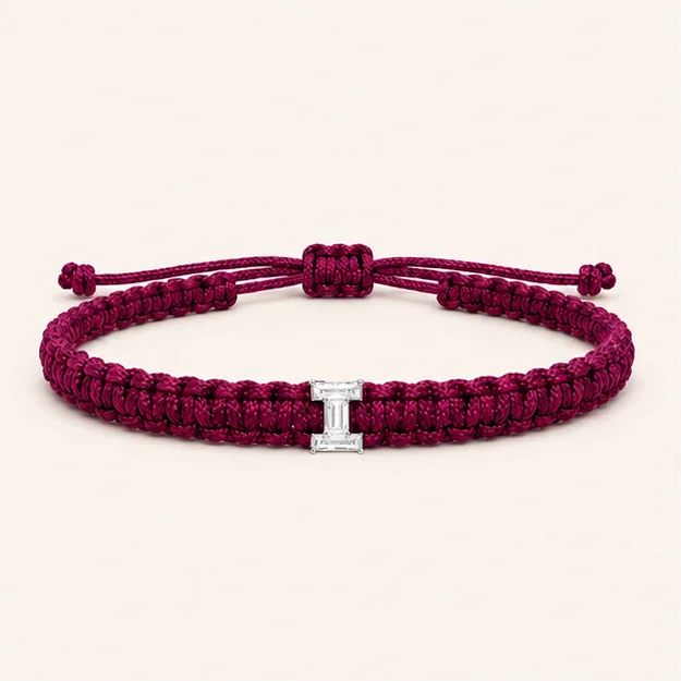 I-Cut Single Lab Grown Diamond in Fuschia Thread Bracelet