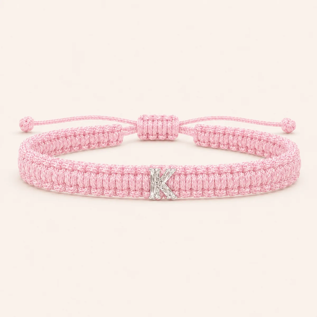 K-Cut Single Lab Grown Diamond in Baby Pink Thread Bracelet