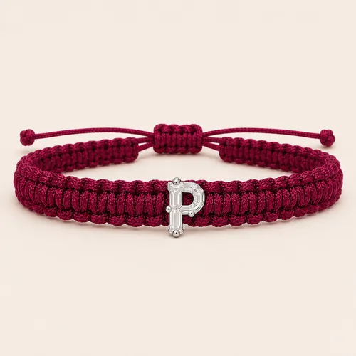 P-Cut Single Lab Grown Diamond in Fuschia Thread Bracelet