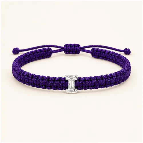 I-Cut Single Lab Grown Diamond in Purple Thread Bracelet