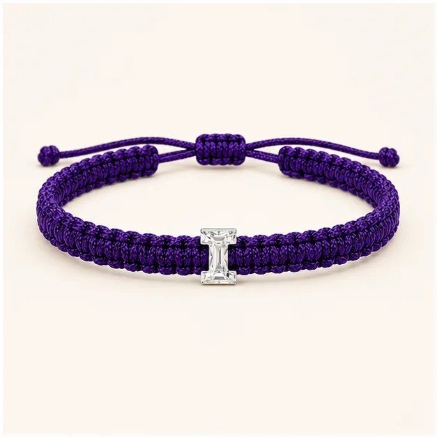 I-Cut Single Lab Grown Diamond in Purple Thread Bracelet