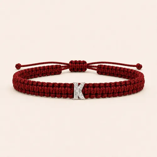 K-Cut Single Lab Grown Diamond in Red Thread Bracelet
