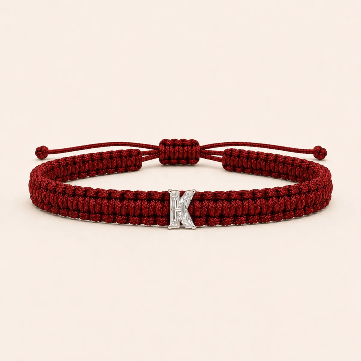 K-Cut Single Lab Grown Diamond in Red Thread Bracelet
