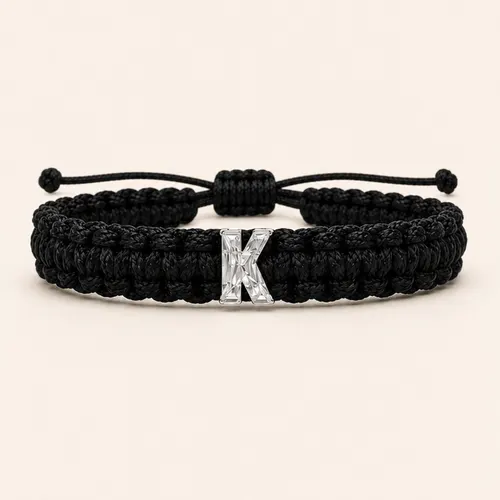 K-Cut Single Lab Grown Diamond in Black Thread Bracelet