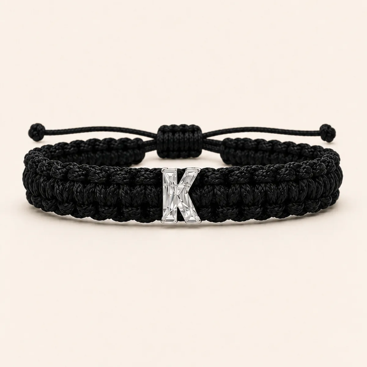 K-Cut Single Lab Grown Diamond in Black Thread Bracelet