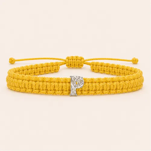 P-Cut Single Lab Grown Diamond in Yellow Thread Bracelet