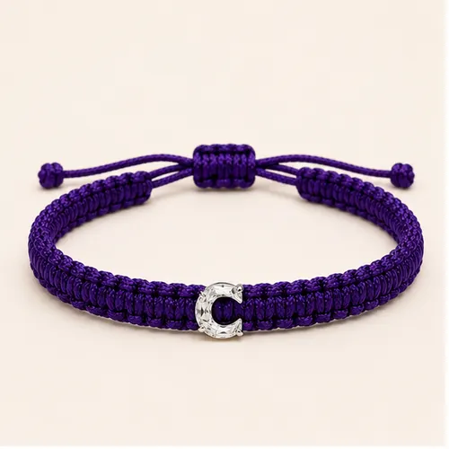 C-Cut Single Lab Grown Diamond in Purple Thread Bracelet