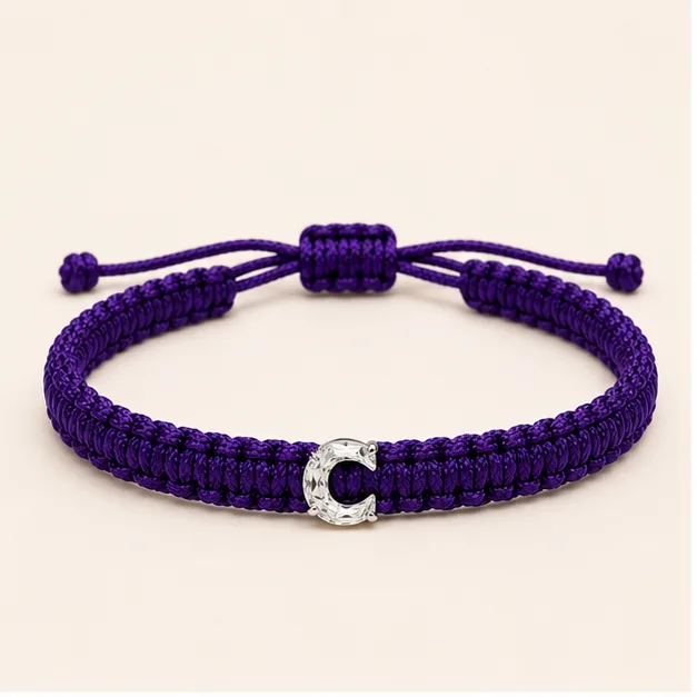 C-Cut Single Lab Grown Diamond in Purple Thread Bracelet