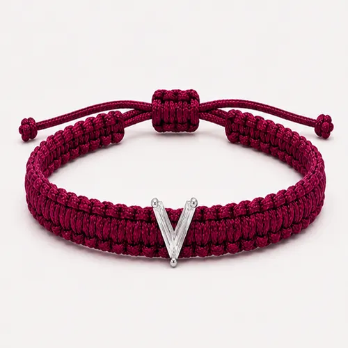 V-Cut Single Lab Grown Diamond in Fuchsia Thread Bracelet