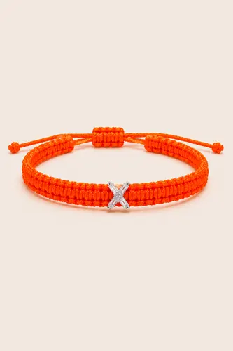 X-Cut Single Lab Grown Diamond in Neon Orange Thread Bracelet