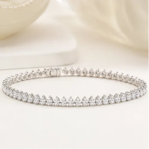The Sterling Pear Tennis Bracelet